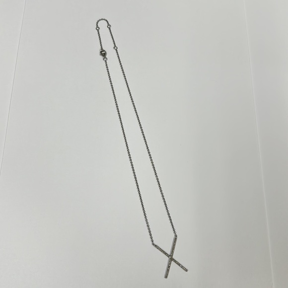 Theodosia Jewelry Oxidized Sterling and Pave Diamond X Necklace - Picture 6 of 11